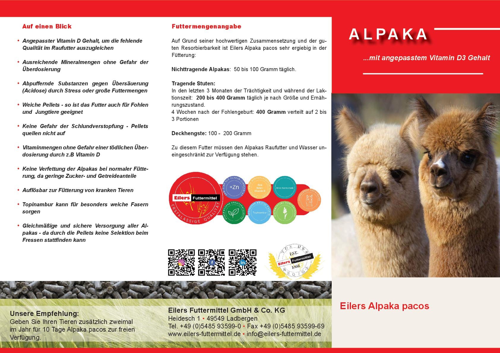 Alpakafutter - Alpaka Pacos Pellets 15 kg